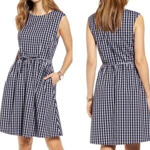 EUC‎ Women's 1901 Gingham Plaid Fit & Flare Sleeveless Dress w/Pockets | Size 4P